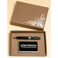Chrome Plated Pen w/ Business Card Case